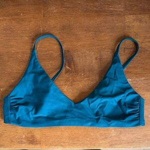 Quince Teal Italian V-neck Bikini Top M